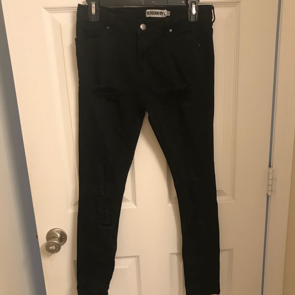 Distressed black jeans